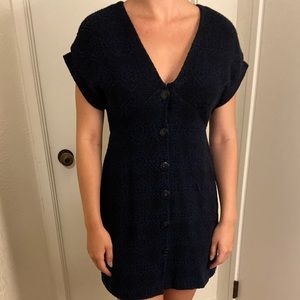 Blue knit button up midi dress